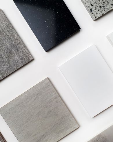 Decorative ceramic tile samples